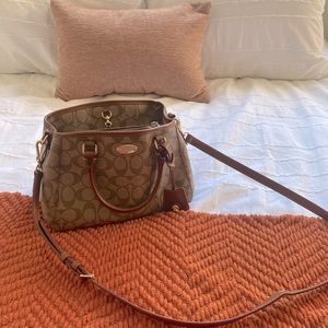 Coach brown/tan CC bag with over-shoulder strap